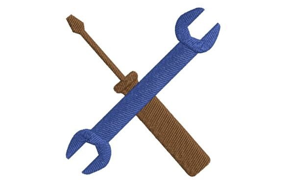 Crossed Wrench and Screwdriver Embroidery for Holiday Crafts