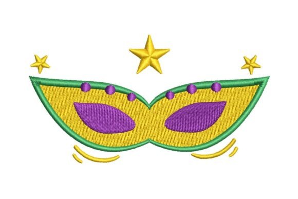 Mardi Gras Mask with Stars Embroidery Design